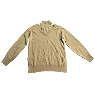 naadam cashmere Mock Cut Turtle Neck Preppy Designer 100% Cashmere Sweater  Smal